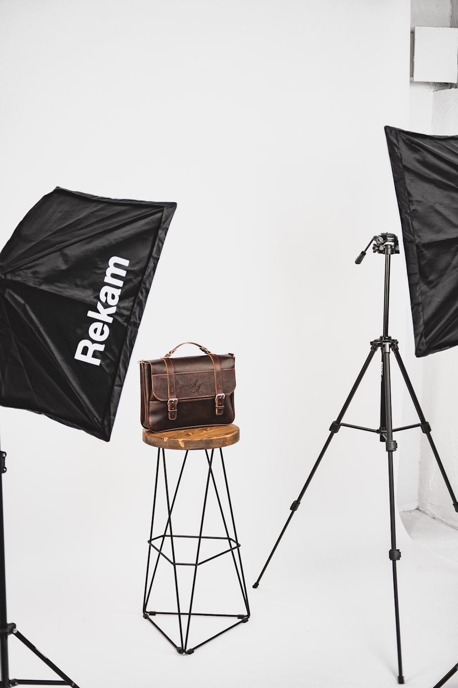 Product photography studio with lighting